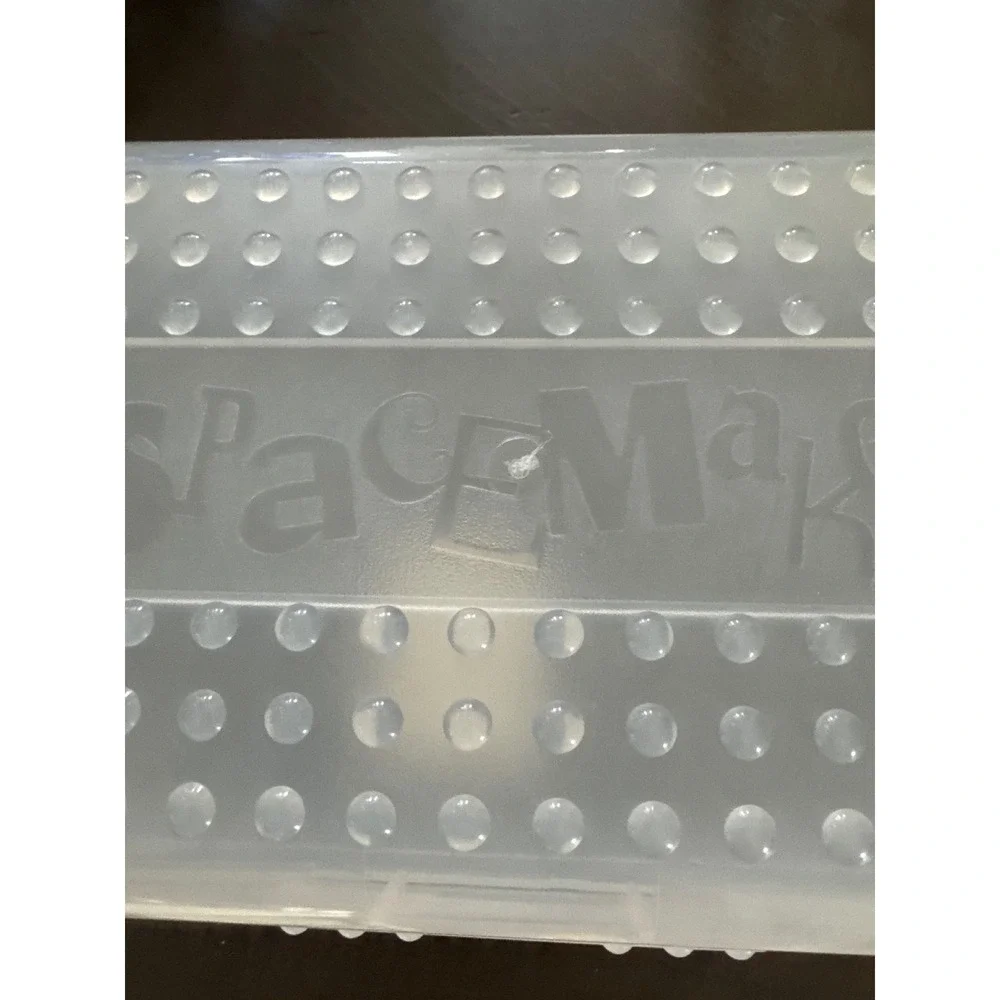 SpaceMaker Clear Frosted Plastic Pencil Box Raised Dot Lid 577070 USA Made